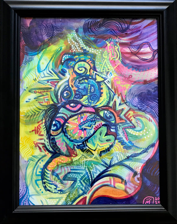 Magick - Framed Original Mixed Media Art, Fluorescent Details